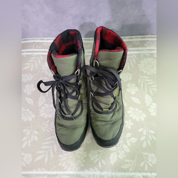 SOREL Whitney Short Lace Waterproof Insulated Winter Boot Size 8.5 Olive Green - Picture 7 of 8